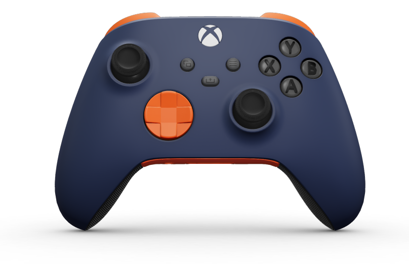 Xbox Wireless Controller - Test: Midnight Blue, I-választók: Zest Orange, Vezérlőkarok: Carbon Black