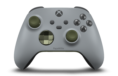 Controller with Ash Grey body, Nocturnal Green (Metallic) D-pad, and Nocturnal Green thumbsticks - front view