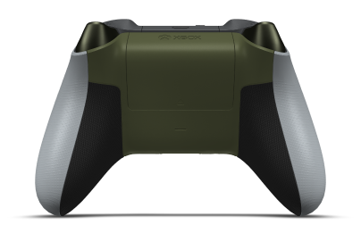 Controller with Ash Grey body, Nocturnal Green (Metallic) D-pad, and Nocturnal Green thumbsticks - back view