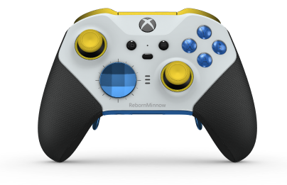 Xbox Elite Wireless Controller Series 2 - Core - Behuizing voorzijde: Robotwit + rubberen handvatten, D-pad: Facet, Photon Blue (Metal), Behuizing achterzijde: Shockblauw + rubberen handvatten