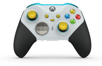Xbox Elite Wireless Controller Series 2 - Core - Tělo: Bílá Robot White + pogumované rukojeti, Směrový ovladač: Fazeta, zářivě stříbrná (kovová), Zadní strana: Bílá Robot White + pogumované rukojeti
