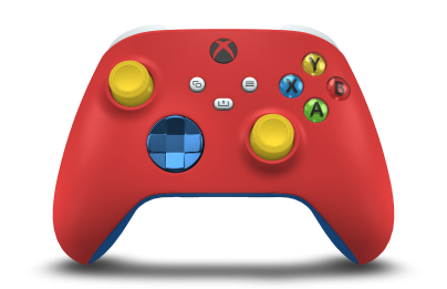 Xbox Wireless Controller - 몸체: 펄스 레드, 방향 패드: 포톤 블루(메탈릭), 엄지스틱: Lighting Yellow