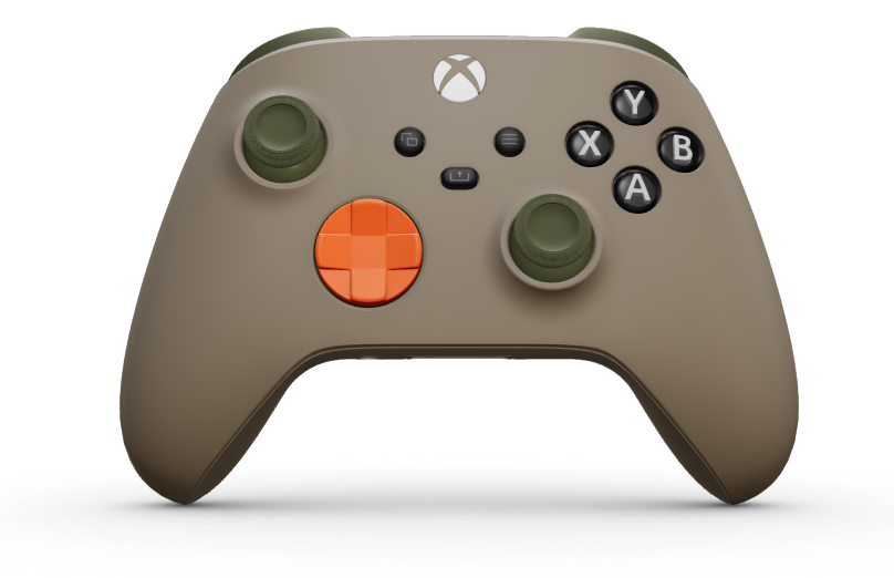 Xbox Wireless Controller - Corpo: Castanho Deserto, Botões Direcionais: Laranja Vibrante, Manípulos Analógicos: Verde Noturno