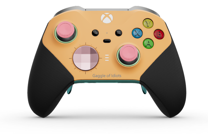 Xbox Elite Wireless Controller Series 2 - Core - Body: Soft Orange + Rubberized Grips, D-pad: Faceted, Soft Pink (Metal), Back: Glacier Blue + Rubberized Grips