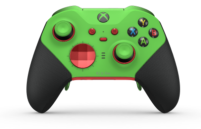Xbox Elite Wireless Controller Series 2 - Core - Body: Velocity Green + Rubberized Grips, D-pad: Facet, Pulse Red (Metal), Back: Pulse Red + Rubberized Grips