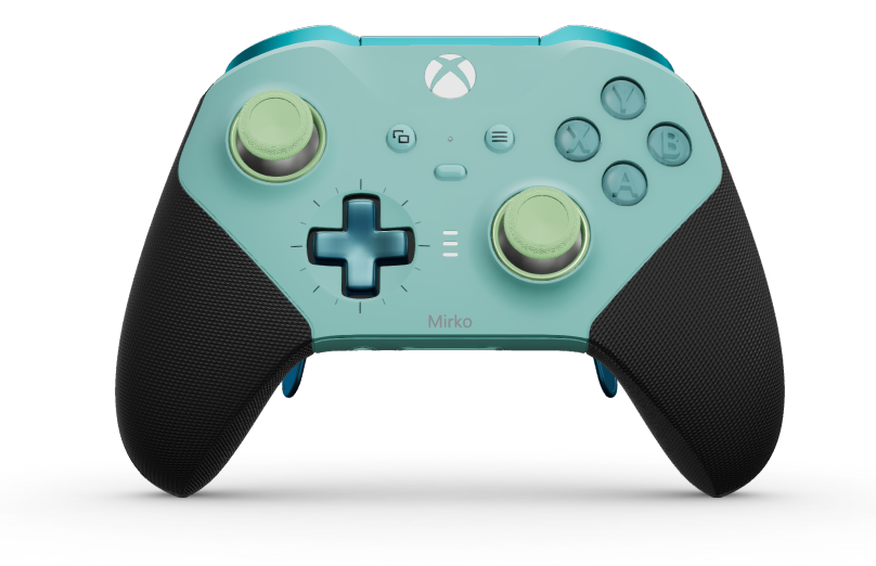 Xbox Elite Wireless Controller Series 2 - Core - Text: Glacier Blue + gummierte Griffe, D-Pad: Kreuz, Mineral Blue (Metallic), Zurück: Glacier Blue + gummierte Griffe