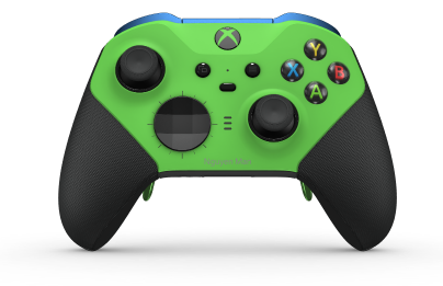 Xbox Elite Wireless Controller Series 2 - Core - Behuizing voorzijde: Velocity-groen + rubberen handvatten, D-pad: Facet, Carbon Black (Metal), Behuizing achterzijde: Carbonzwart + rubberen handvatten