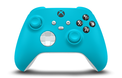 Controller with Dragonfly Blue body, Robot White D-pad, and Dragonfly Blue thumbsticks - front view