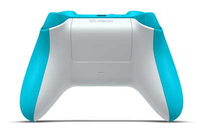 Controller with Dragonfly Blue body, Robot White D-pad, and Dragonfly Blue thumbsticks - back view