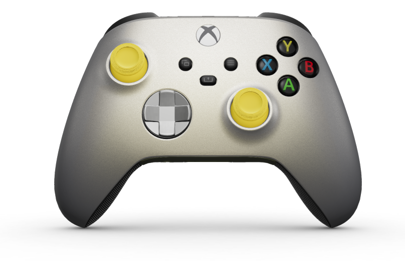 Xbox Wireless Controller - Tělo: Lunar Shift, Řídicí kříže: Jasná stříbrná (metalická), Palcové ovladače: Svítivě žlutá