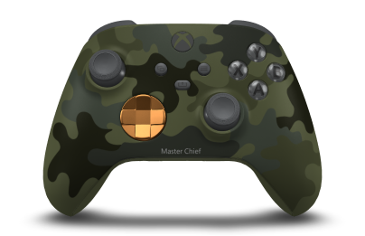 Xbox Wireless Controller - Body: Forest Camo, D-Pads: Soft Orange (Metallic), Thumbsticks: Storm Grey