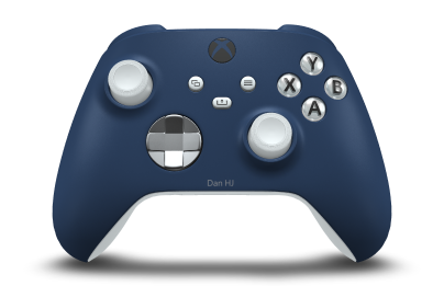 Xbox Wireless Controller - Body: Midnight Blue, D-Pads: Ash Gray (Metallic), Thumbsticks: Robot White