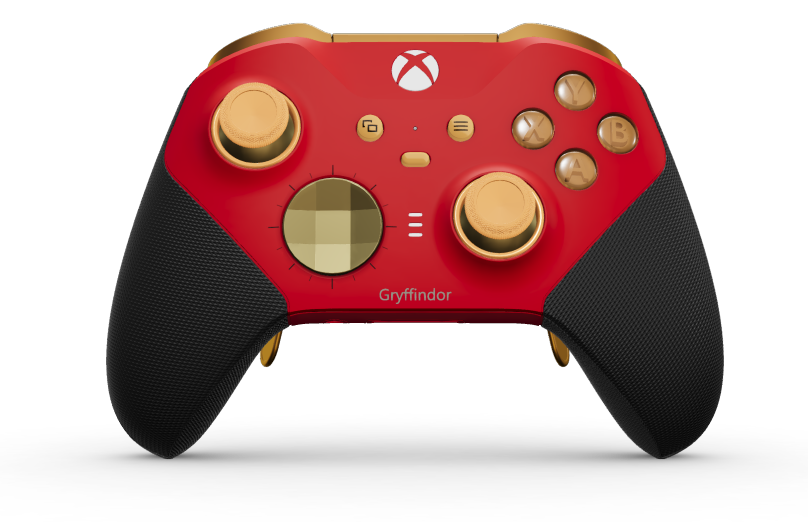 Xbox Elite Wireless Controller Series 2 - Core - Corps: Pulse Red + poignées caoutchoutées, BMD: À facettes, Hero Gold (métal), Arrière: Pulse Red + poignées caoutchoutées