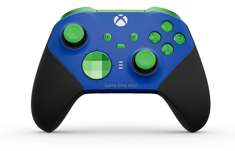 Xbox Elite Wireless Controller Series 2 - Core - Behuizing voorzijde: Shockblauw + rubberen handvatten, D-pad: Gefacetteerd, velocity-groen (metaal), Behuizing achterzijde: Shockblauw + rubberen handvatten