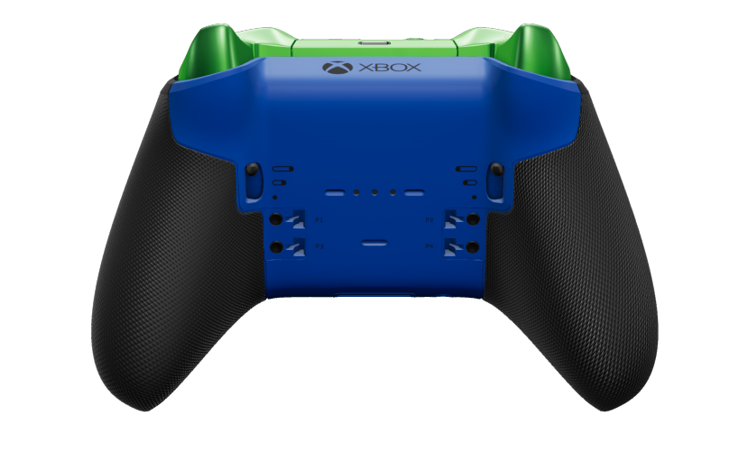 Xbox Elite Wireless Controller Series 2 - Core - Behuizing voorzijde: Shockblauw + rubberen handvatten, D-pad: Gefacetteerd, velocity-groen (metaal), Behuizing achterzijde: Shockblauw + rubberen handvatten