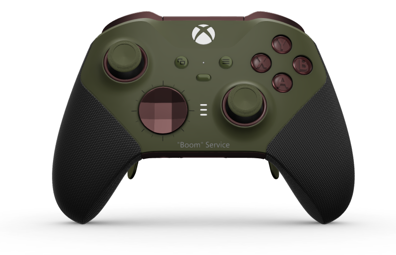 Xbox Elite Wireless Controller Series 2 - Core - Corps: Nocturnal Green + poignées caoutchoutées, BMD: À facettes, Garnet Red (métal), Arrière: Garnet Red + poignées caoutchoutées