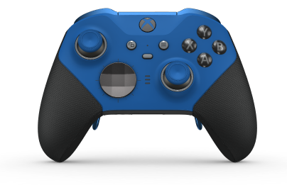 Xbox Elite Wireless Controller Series 2 - Core - Corps: Shock Blue + Rubberized Grips, BMD: Facette, Stom Gray (métal), Arrière: Carbon Black + Rubberized Grips