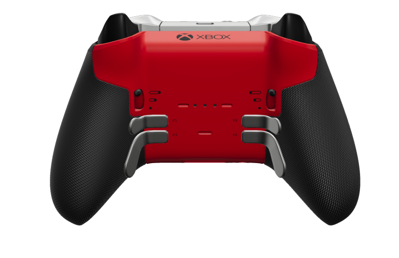 Mando inalámbrico Xbox Elite Series 2: básico - Corpo: Preto Carbono + Pegas em Borracha, Botão Direcional: Facetado, Pulse Red (Metal), Traseira: Vermelho Forte + Pegas em Borracha