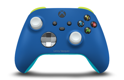 Xbox Wireless Controller - Hoofdtekst: Shock Blue, D-Pads: Asgrijs (metallic), Duimsticks: Robot White