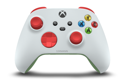 Controller with Robot White body, Pulse Red D-pad, and Pulse Red thumbsticks - front view