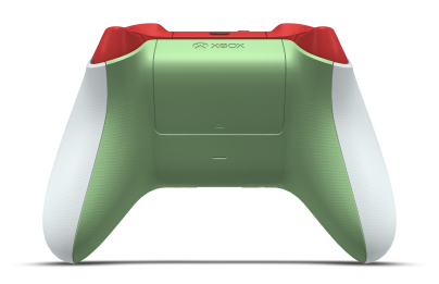 Controller with Robot White body, Pulse Red D-pad, and Pulse Red thumbsticks - back view