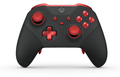 Xbox Elite Wireless Controller Series 2 - Core - Behuizing voorzijde: Carbonzwart + rubberen handvatten, D-pad: Cross, Pulse Red (Metal), Behuizing achterzijde: Carbonzwart + rubberen handvatten