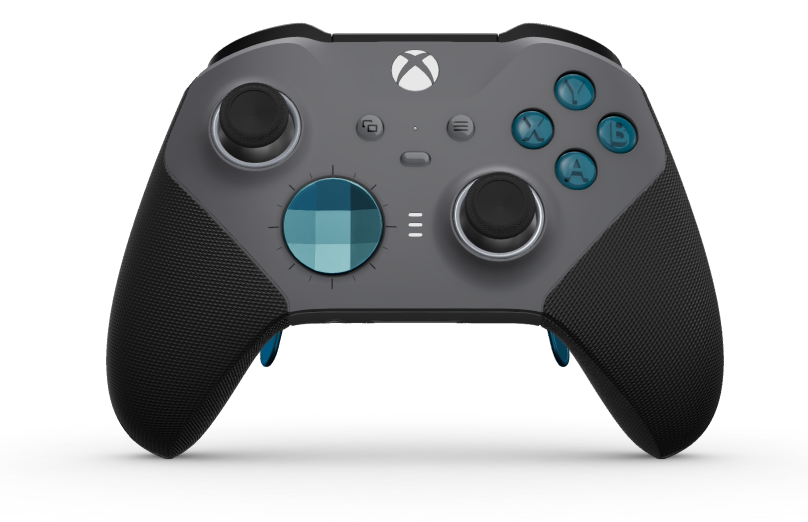 Xbox Elite Wireless Controller Series 2 - Core - Body: Storm Gray + Rubberised Grips, D-pad: Faceted, Mineral Blue (Metal), Back: Storm Gray + Rubberised Grips