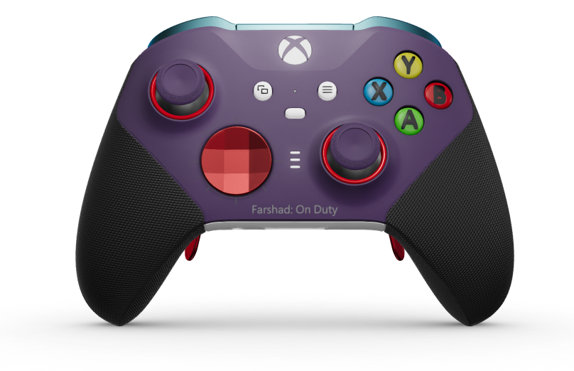 Xbox Elite draadloze controller Series 2 - Core - Behuizing voorzijde: Astralpaars + rubberen handvatten, D-pad: Gefacetteerd, pulsrood (metaal), Behuizing achterzijde: Robotwit + rubberen handvatten
