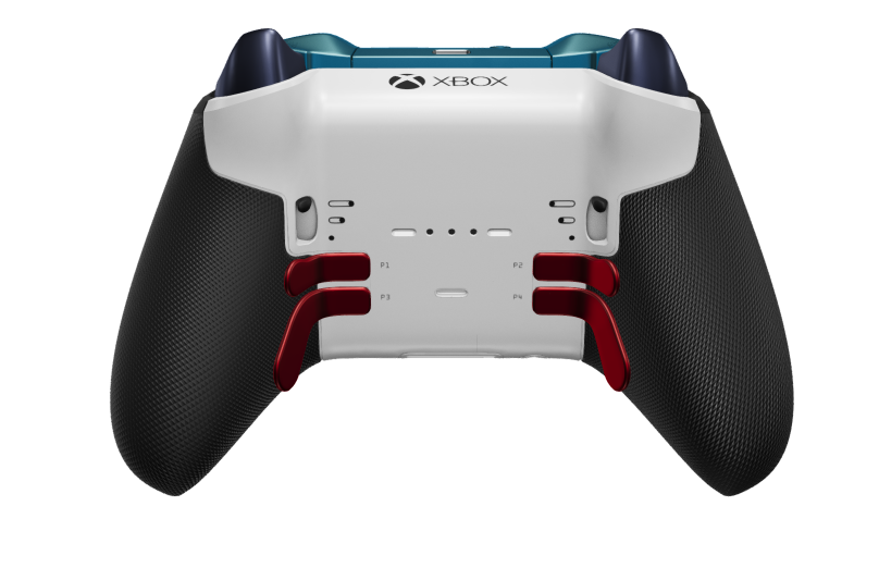 Xbox Elite draadloze controller Series 2 - Core - Behuizing voorzijde: Astralpaars + rubberen handvatten, D-pad: Gefacetteerd, pulsrood (metaal), Behuizing achterzijde: Robotwit + rubberen handvatten