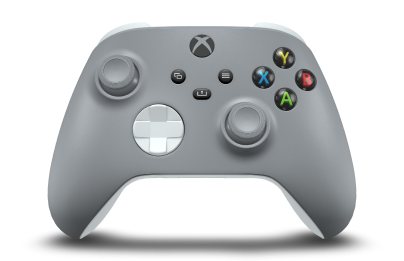 Controller with Ash Grey body, Robot White D-pad, and Ash Grey thumbsticks - front view