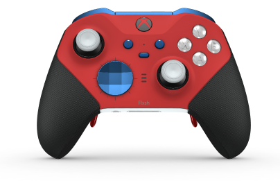 Xbox Elite Wireless Controller Series 2 - Core - Body: Pulse Red + Rubberized Grips, D-pad: Facet, Photon Blue (Metal), Back: Robot White + Rubberized Grips