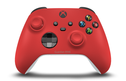 Controller with Pulse Red body, Carbon Black (Metallic) D-pad, and Pulse Red thumbsticks - front view
