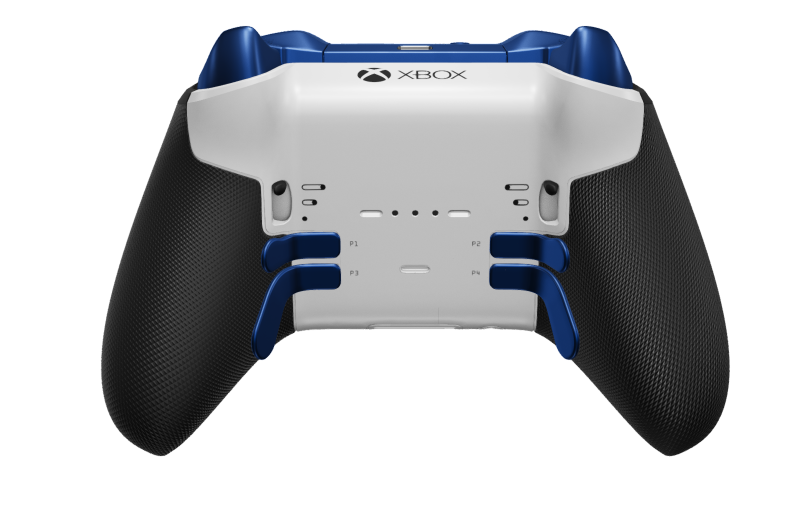 Xbox Elite Wireless Controller Series 2 - Core - Framsida: Robot White + gummerat grepp, Styrknapp: Facetterad, Carbon Black (Metall), Baksida: Robot White + gummerat grepp