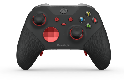 Xbox Elite Wireless Controller Series 2 - Core - Framsida: Carbon Black + gummerat grepp, Styrknapp: Facett, Pulse Red (Metall), Baksida: Carbon Black + gummerat grepp