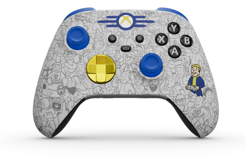 Xbox Wireless Controller - Body: Fallout, D-Pads: Lightning Yellow (Metallic), Thumbsticks: Shock Blue