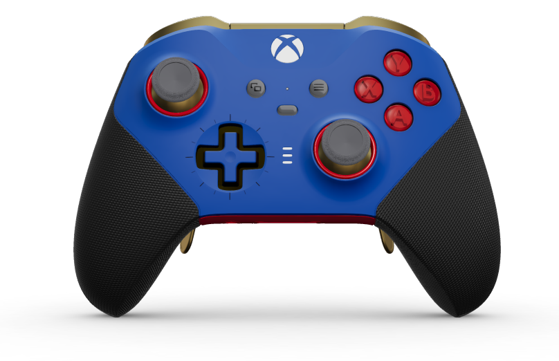 Xbox Elite Wireless Controller Series 2 - Core - Corps: Shock Blue + poignées caoutchoutées, BMD: Plus, Pulse Red (métal), Arrière: Pulse Red + poignées caoutchoutées