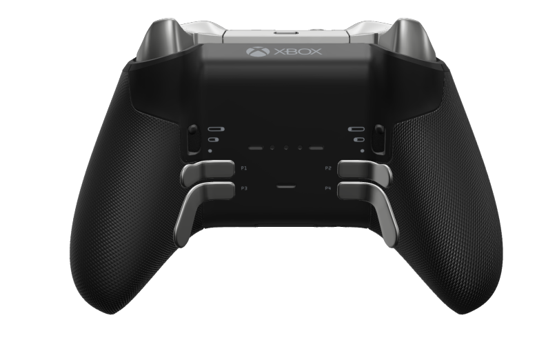 Manette sans fil Xbox Elite Series 2 - Core - Behuizing voorzijde: Carbonzwart + rubberen handvatten, D-pad: Gefacetteerd, stormgrijs (metaal), Behuizing achterzijde: Carbonzwart + rubberen handvatten