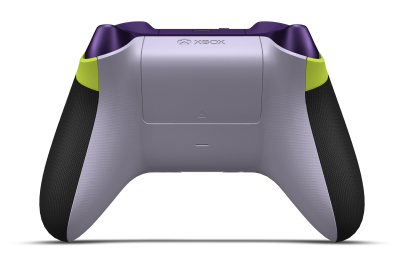 Controller with Electric Volt body, Soft Purple (Metallic) D-pad, and Soft Purple thumbsticks - back view