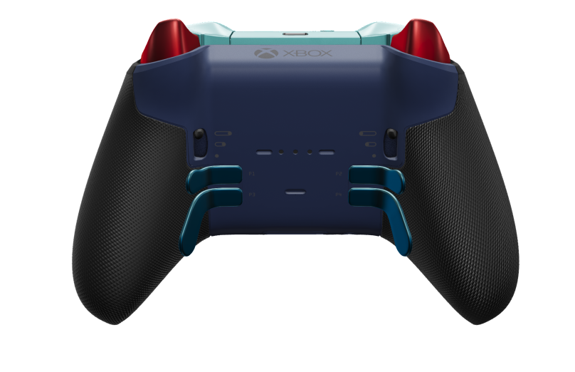 Xbox Elite Wireless Controller Series 2 - Core - Body: Shock Blue + Rubberized Grips, D-pad: Facet, Pulse Red (Metal), Back: Midnight Blue + Rubberized Grips