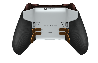 Xbox Elite Wireless Controller Series 2 - Core - Text: Robot White + gummierte Griffe, D-Pad: Facetten, Soft Orange (Metall), Zurück: Robot White + gummierte Griffe