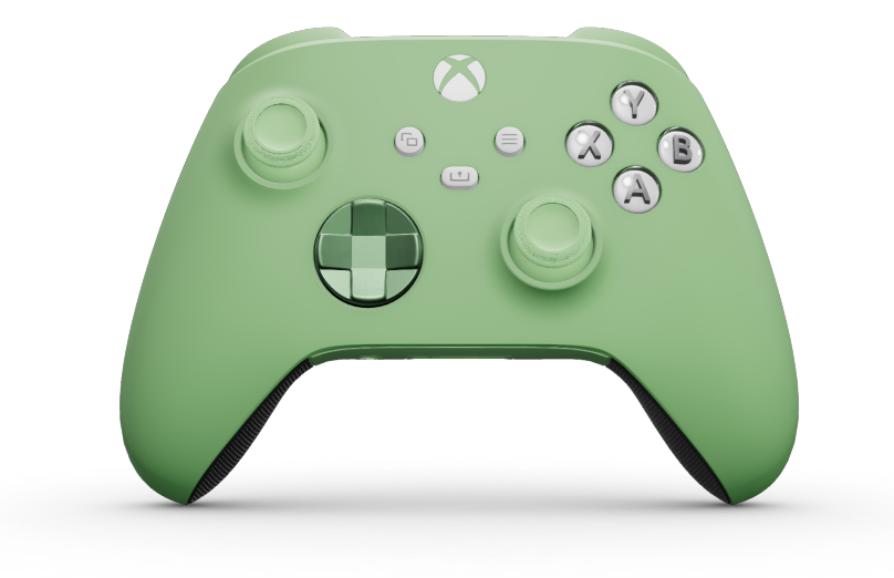 Xbox 무선 컨트롤러 - 몸체: 소프트 그린, 방향 패드: 소프트 그린(메탈릭), 엄지스틱: 소프트 그린