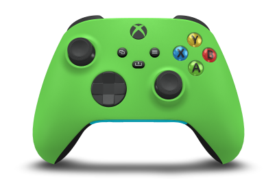 Controller with Velocity Green body, Carbon Black D-pad, and Carbon Black thumbsticks - front view