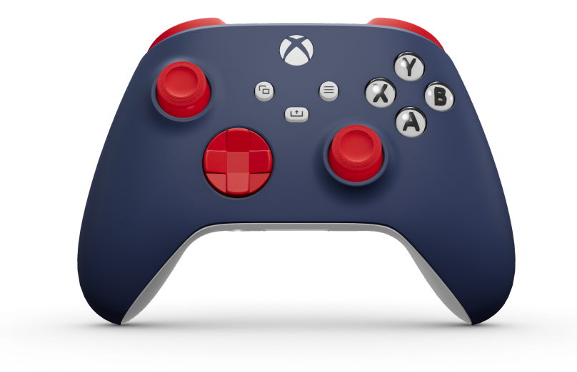 Xbox Wireless Controller - 機身: 午夜藍, 方向鍵: 脈衝紅, 搖桿: 脈衝紅