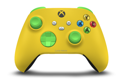 Xbox Wireless Controller - Framsida: Lighting Yellow, Styrknappar: Velocity-grön, Styrspakar: Velocity-grön