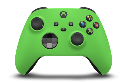 Xbox Wireless Controller - 本体: ベロシティ グリーン, 方向パッド: アビス ブラック (メタリック), サムスティック: カーボン ブラック