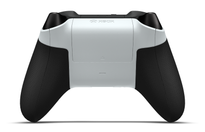 Controller with Robot White body, Carbon Black (Metallic) D-pad, and Ash Grey thumbsticks - back view
