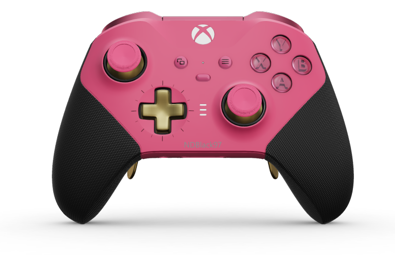 Xbox Elite Wireless Controller Series 2 – Core - Body: Deep Pink + Rubberised Grips, D-pad: Cross, Hero Gold (Metal), Back: Deep Pink + Rubberised Grips