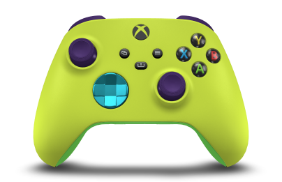 Xbox Wireless Controller - Framsida: Citrongul, Styrknappar: Dragonfly Blue (metallic), Styrspakar: Rymdlila