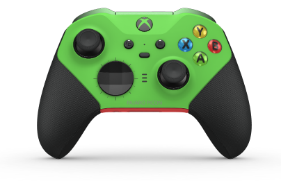 Mando inalámbrico Xbox Elite Series 2: básico - Body: Velocity Green + Rubberized Grips, D-pad: Facet, Carbon Black (Metal), Back: Pulse Red + Rubberized Grips