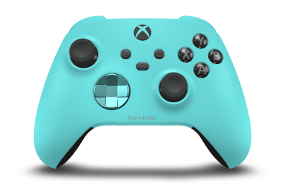 Controller with Glacier Blue body, Glacier Blue (Metallic) D-pad, and Carbon Black thumbsticks - front view